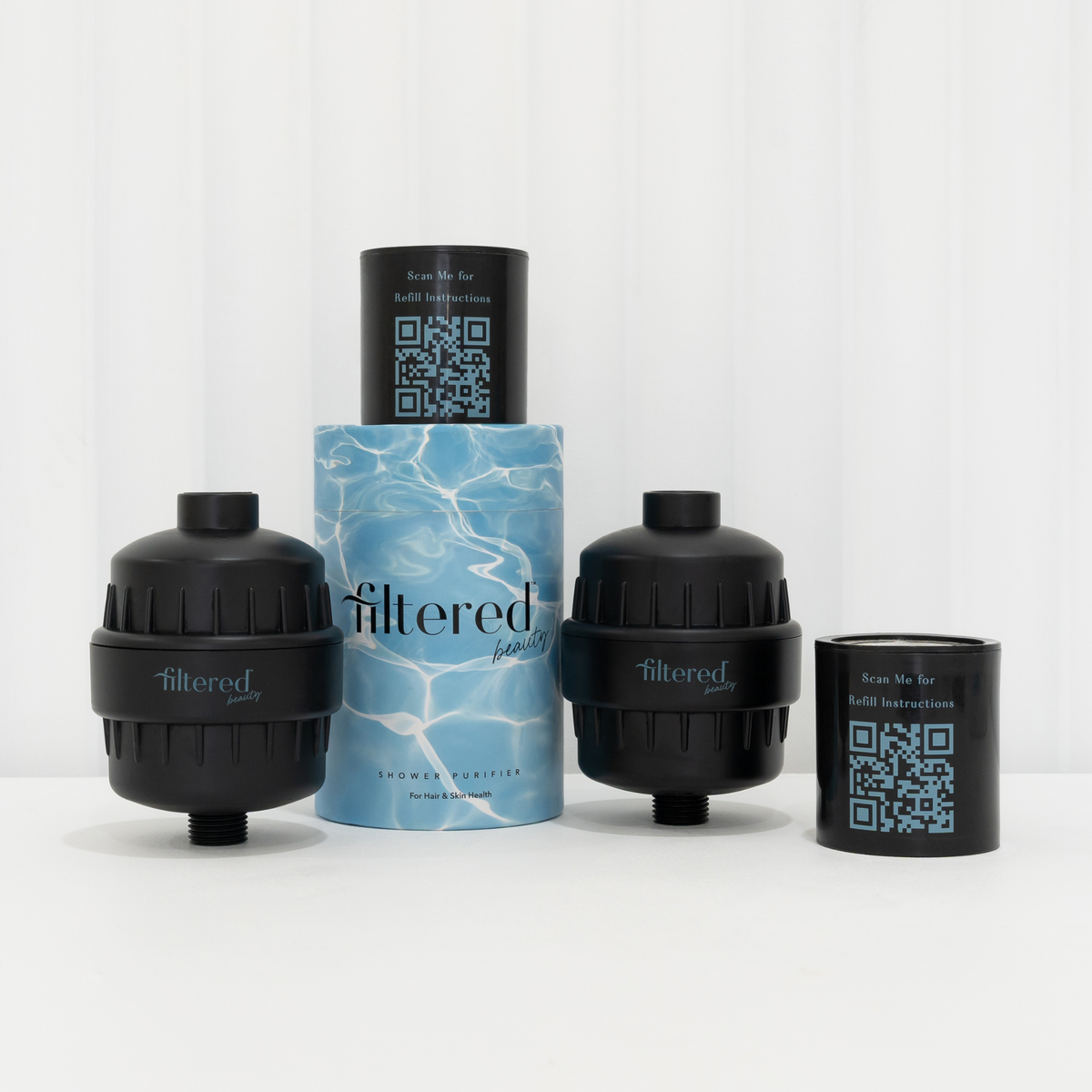 Dual Black Shower Filter and Refill Bundle