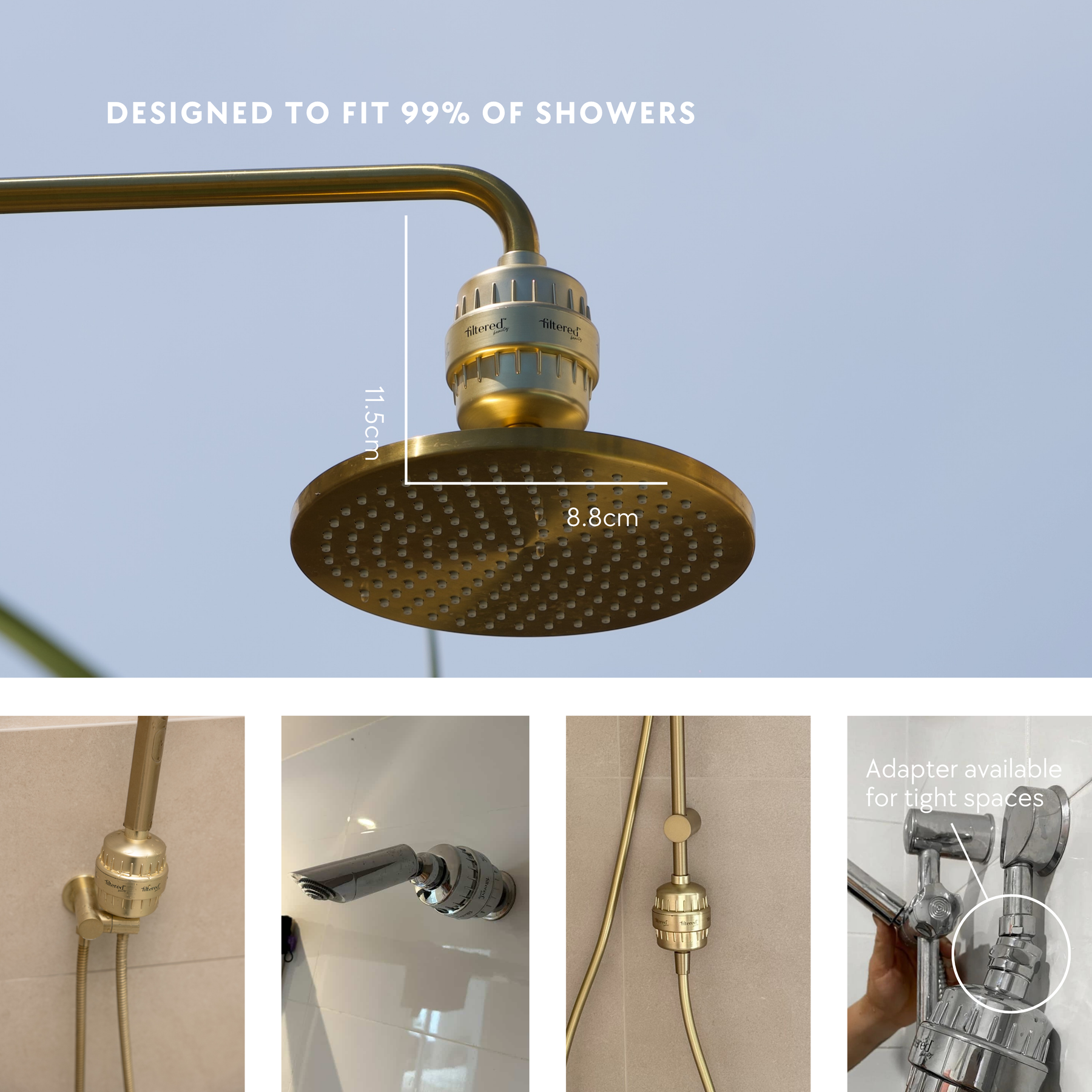 Dual Silver and Gold Shower Filter and Refill Bundle